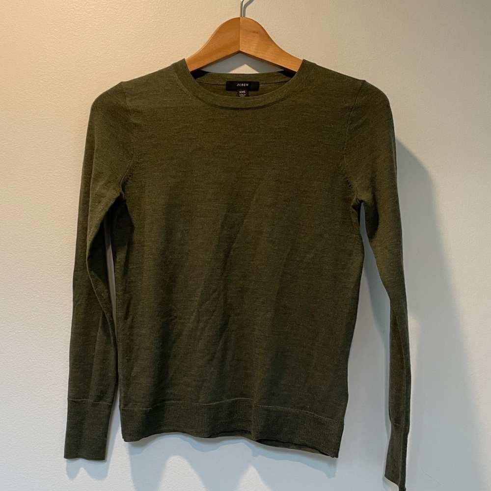 Jcrew xxs merino wool olive green sweater